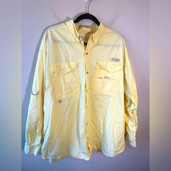 Columbia PFG Yellow Vented shirt size L approx - Picture 1 of 10